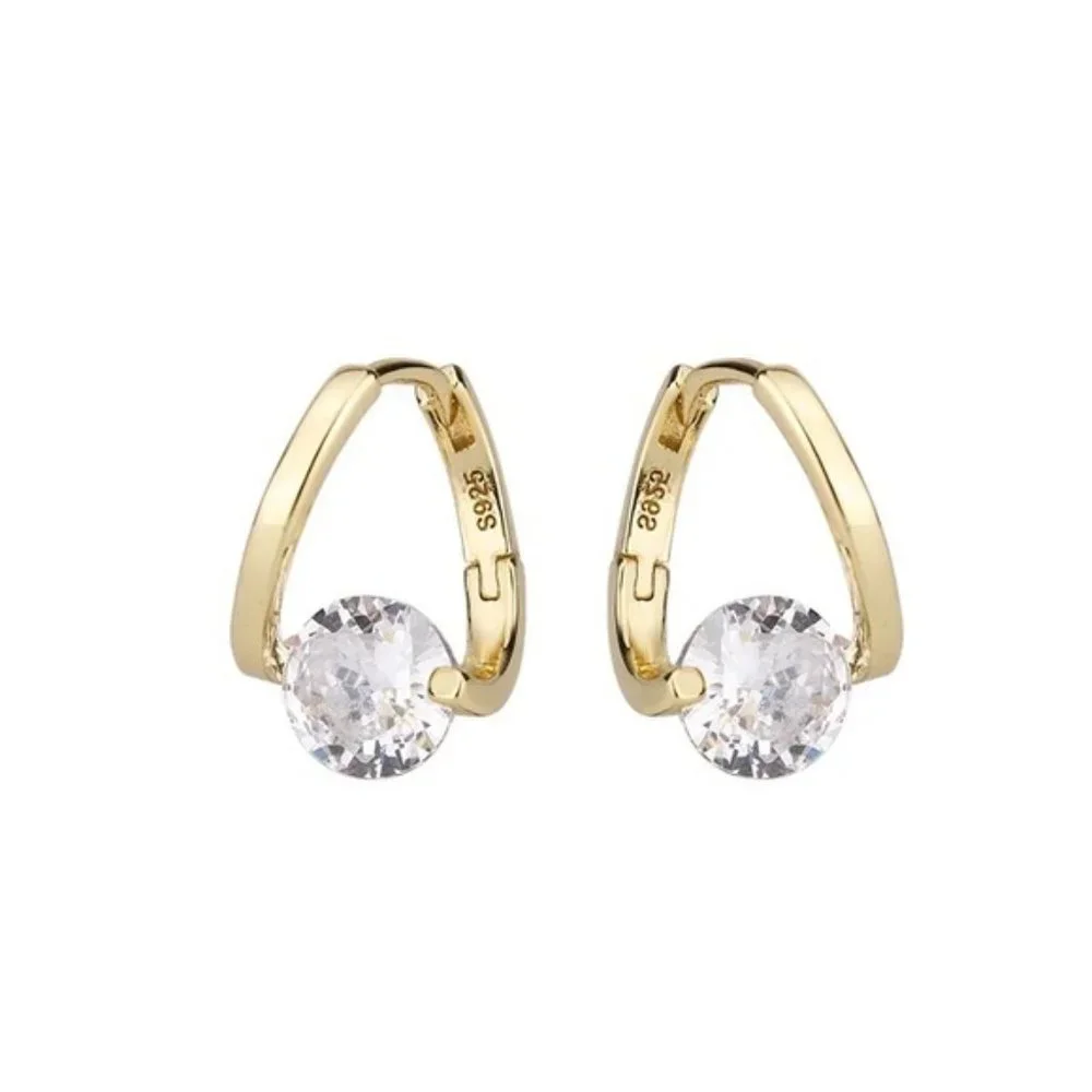 S925 Sterling Silver Love Heart Star White Zircon Earrings Wedding Engagement - Picture 4 of 6